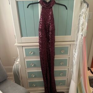 Sparkling Burgundy Sequin Gown